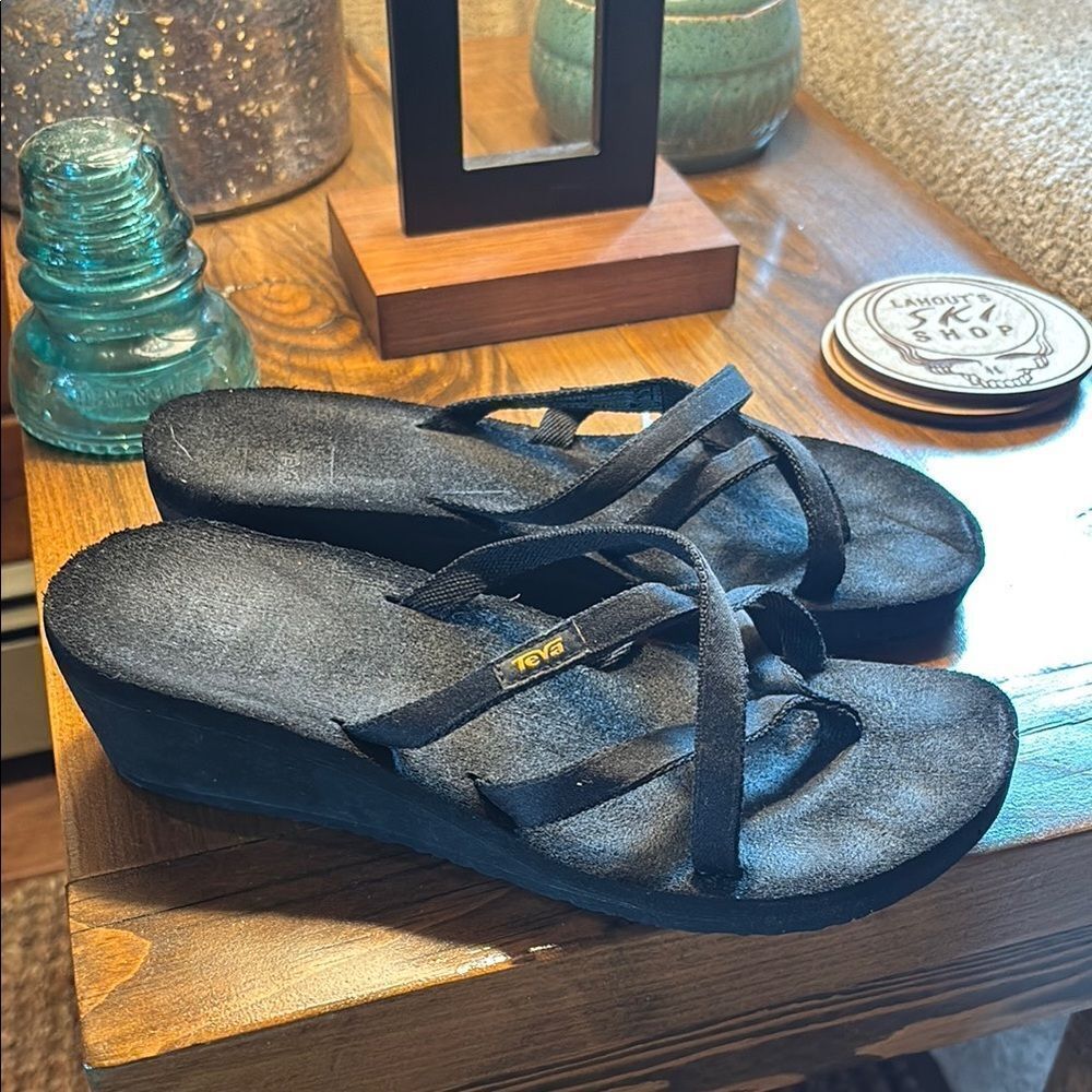 Teva Black Wedge Shoes Comfortable Stylish Design